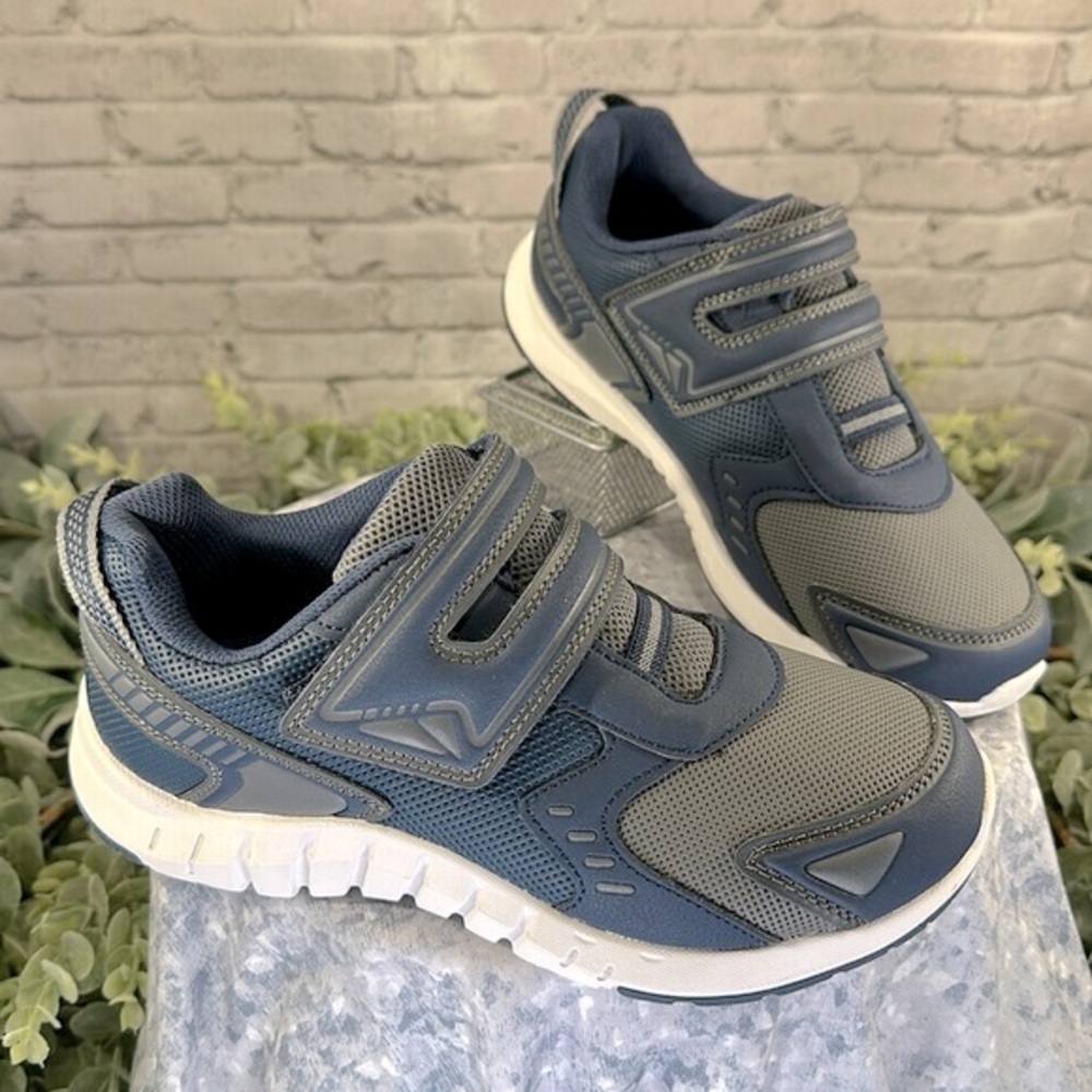 Athletic Works - Blue & Gray U-Strap Durable Comfort Sneakers Big Boys 5M 💙NWT